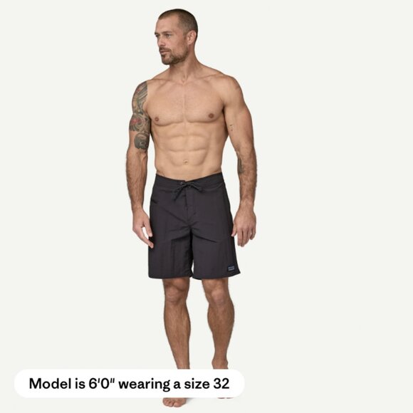 Patagonia Board Shorts Mens 35 Black Wayfarer Swim Trunks Unlined Surf Beachwear - Picture 3 of 10